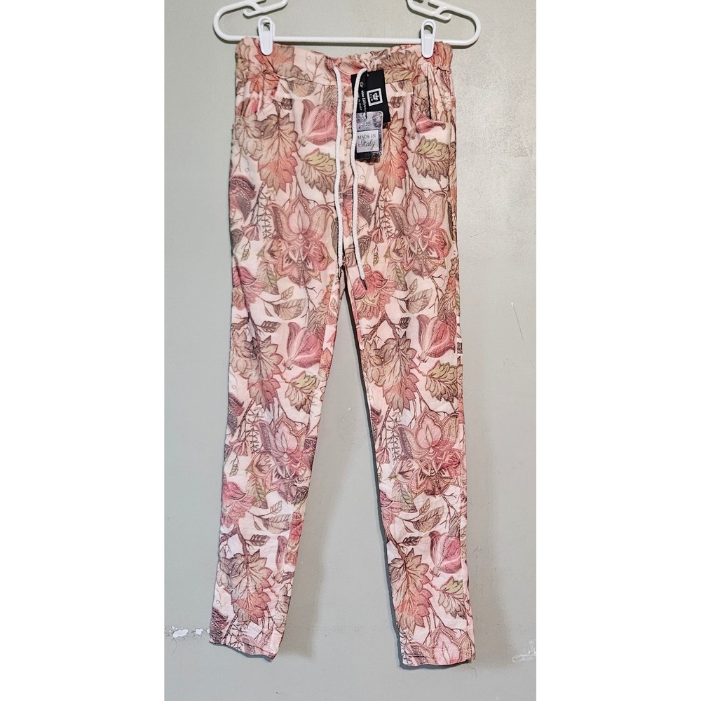 Vintage Italian Floral Pants‎ Made in Italy Y2K Boho Lounge Elastic Waist  S/M